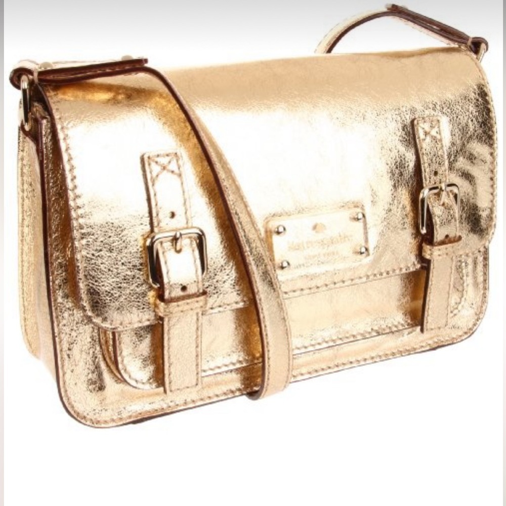 •KATE SPADE•GOLD FLICKER SCOUT CROSSBODY/SHOULDER BAG EXCELLENT LIKE NEW